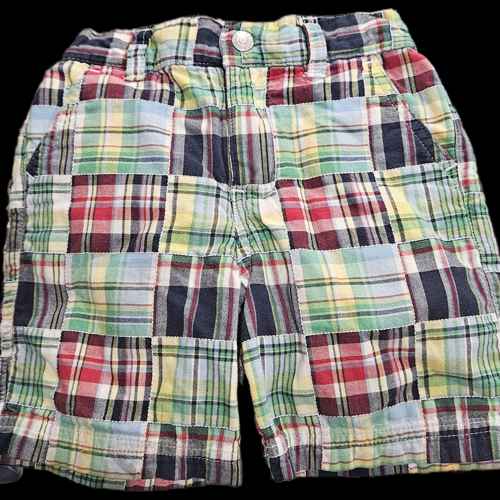 NWOT Izod Boy's Colorful Plaid Shorts Navy Red Green